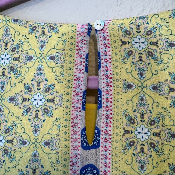 Sundance Yellow Purple Floral Sleeveless Shift Dress Womens 14 Modest Summer - Picture 10 of 10